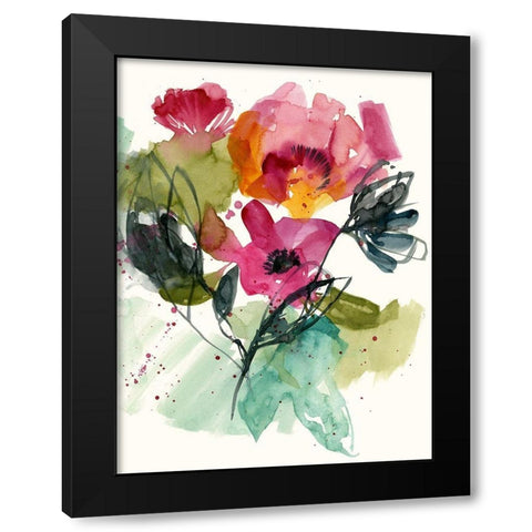 Flower Party II Black Modern Wood Framed Art Print by Goldberger, Jennifer
