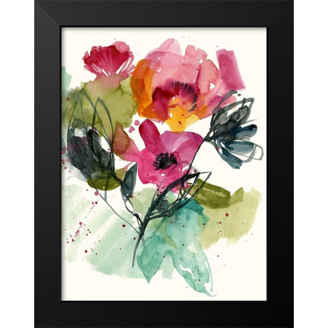 Flower Party II Black Modern Wood Framed Art Print by Goldberger, Jennifer