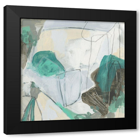 Aqua Puzzle II Black Modern Wood Framed Art Print with Double Matting by Vess, June Erica