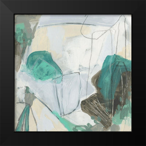 Aqua Puzzle II Black Modern Wood Framed Art Print by Vess, June Erica