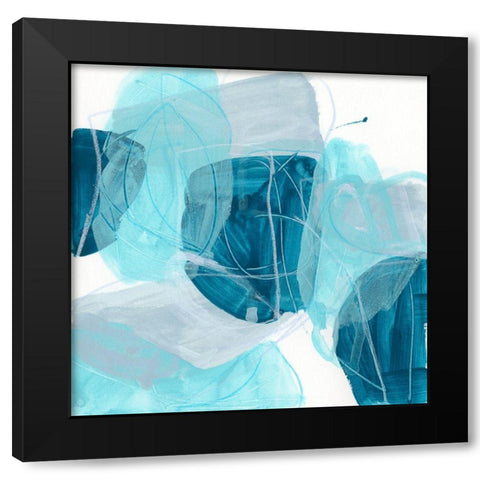 Blue Trance I Black Modern Wood Framed Art Print by Vess, June Erica