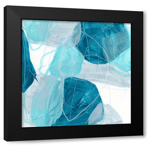 Blue Trance II Black Modern Wood Framed Art Print by Vess, June Erica