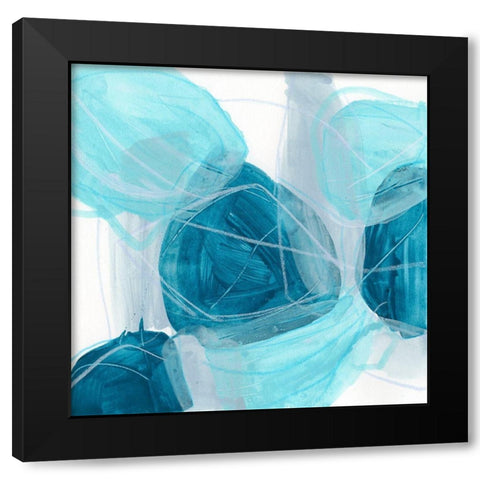 Blue Trance III Black Modern Wood Framed Art Print with Double Matting by Vess, June Erica