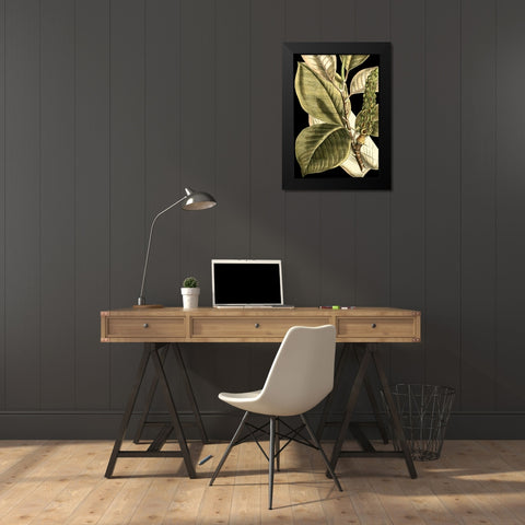 Tranquil Tropical Leaves II Black Modern Wood Framed Art Print by Vision Studio