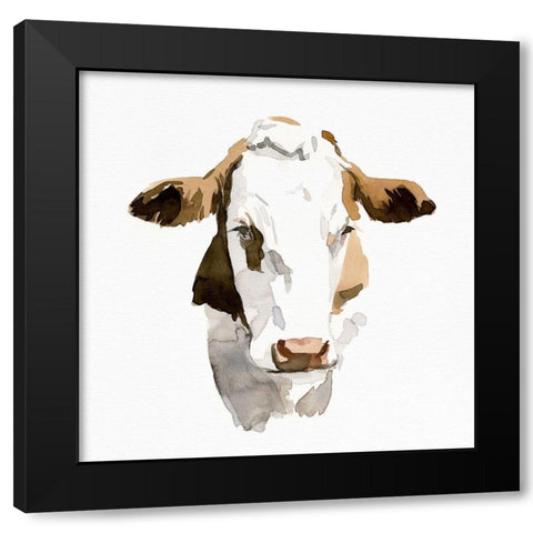 Watercolor Bovine I Black Modern Wood Framed Art Print by Caroline, Emma