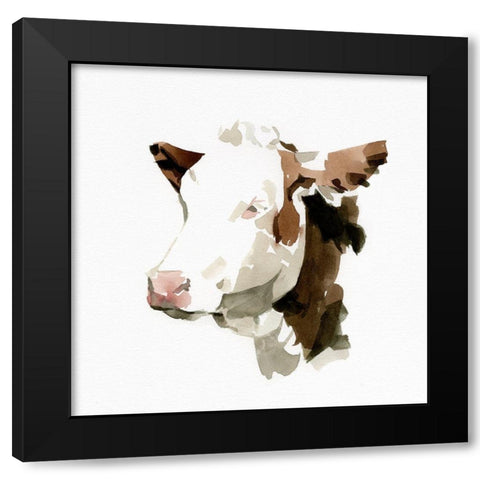 Watercolor Bovine II Black Modern Wood Framed Art Print by Caroline, Emma