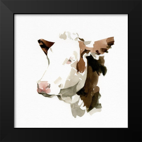 Watercolor Bovine II Black Modern Wood Framed Art Print by Caroline, Emma