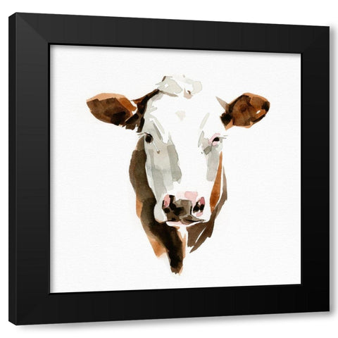 Watercolor Bovine III Black Modern Wood Framed Art Print by Caroline, Emma