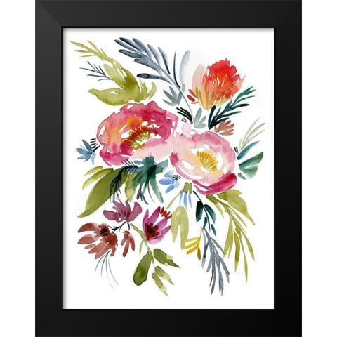 Jeweled Bouquet I Black Modern Wood Framed Art Print by Goldberger, Jennifer