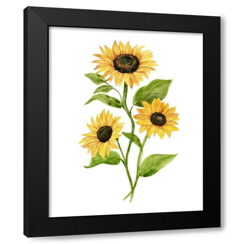 Sunflower Trio II Black Modern Wood Framed Art Print by Warren, Annie