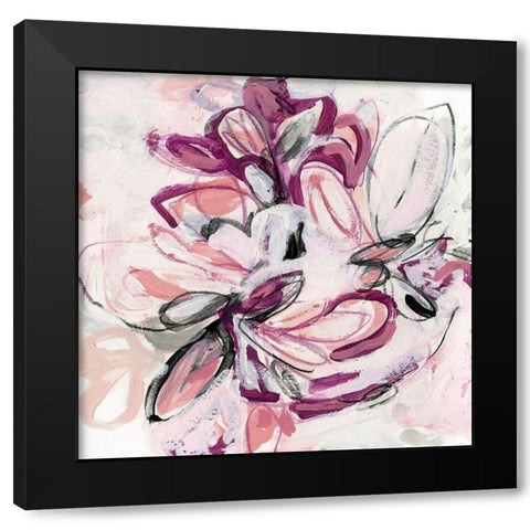 Fuchsia Floral II Black Modern Wood Framed Art Print with Double Matting by Vess, June Erica