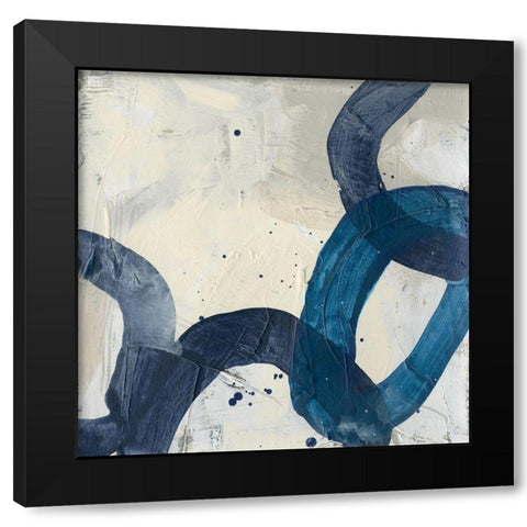 Blue System I Black Modern Wood Framed Art Print by Vess, June Erica