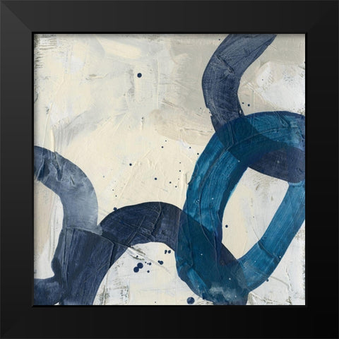 Blue System I Black Modern Wood Framed Art Print by Vess, June Erica