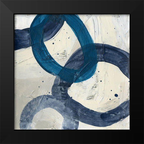Blue System II Black Modern Wood Framed Art Print by Vess, June Erica