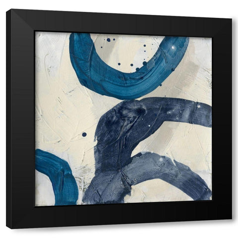 Blue System IV Black Modern Wood Framed Art Print by Vess, June Erica