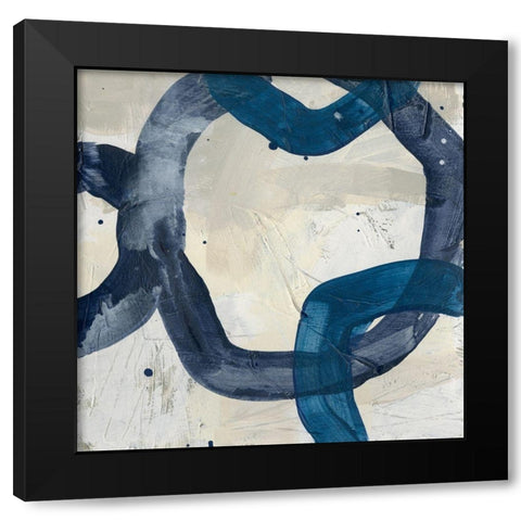 Blue System VI Black Modern Wood Framed Art Print with Double Matting by Vess, June Erica