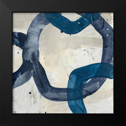 Blue System VI Black Modern Wood Framed Art Print by Vess, June Erica