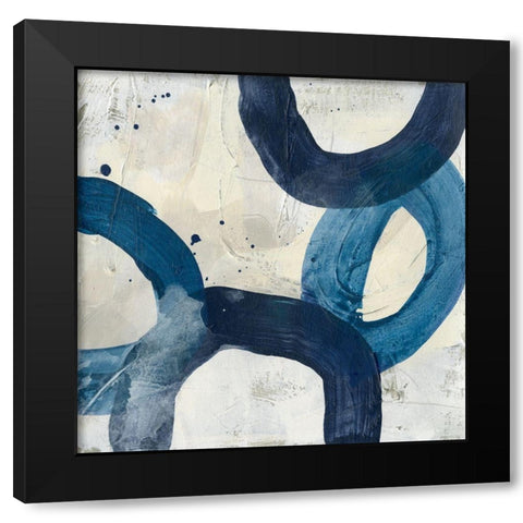 Blue System IX Black Modern Wood Framed Art Print by Vess, June Erica