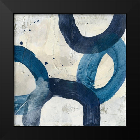 Blue System IX Black Modern Wood Framed Art Print by Vess, June Erica