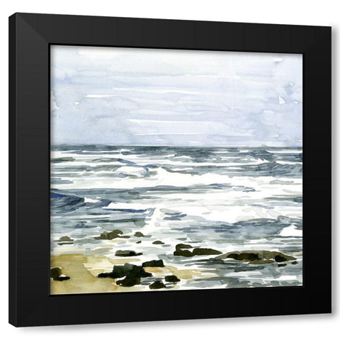 Loose Seascape I Black Modern Wood Framed Art Print with Double Matting by Caroline, Emma