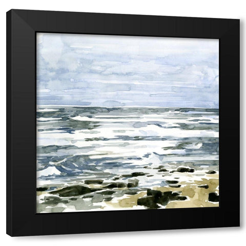Loose Seascape II Black Modern Wood Framed Art Print with Double Matting by Caroline, Emma