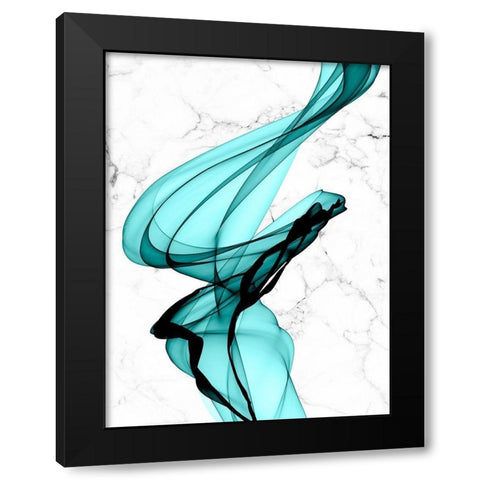 Teal Ribbons I Black Modern Wood Framed Art Print by Orlov, Irena