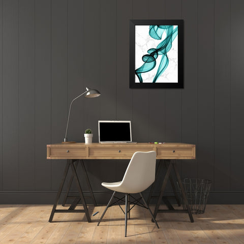 Teal Ribbons II Black Modern Wood Framed Art Print by Orlov, Irena