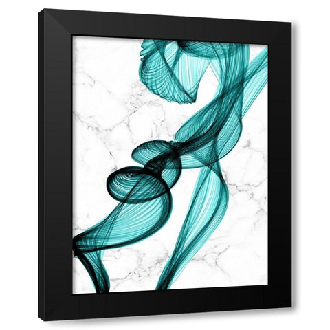 Teal Ribbons II Black Modern Wood Framed Art Print with Double Matting by Orlov, Irena
