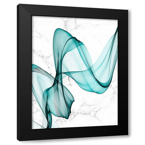 Teal Ribbons III Black Modern Wood Framed Art Print by Orlov, Irena