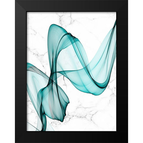 Teal Ribbons III Black Modern Wood Framed Art Print by Orlov, Irena