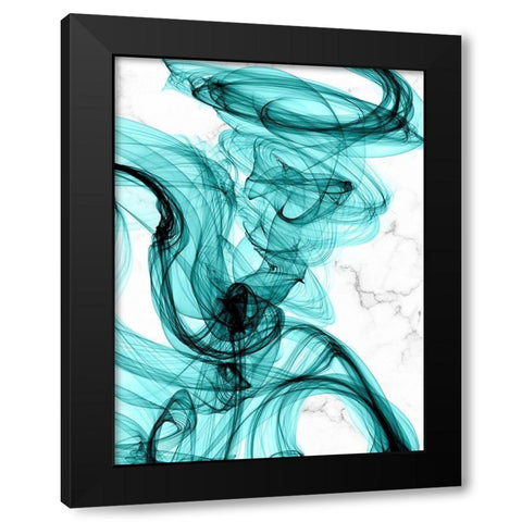 Teal Ribbons IV Black Modern Wood Framed Art Print with Double Matting by Orlov, Irena