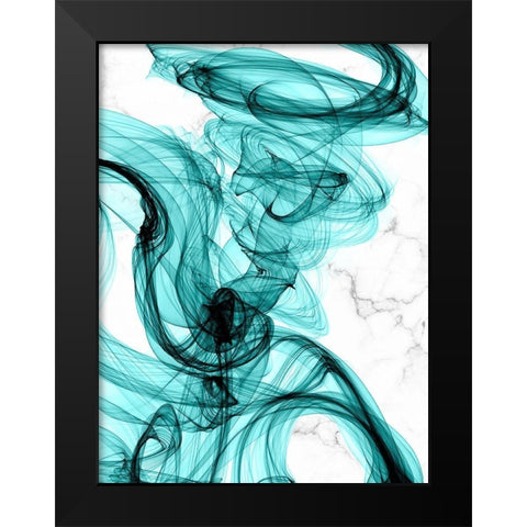 Teal Ribbons IV Black Modern Wood Framed Art Print by Orlov, Irena