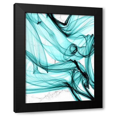 Teal Ribbons V Black Modern Wood Framed Art Print with Double Matting by Orlov, Irena