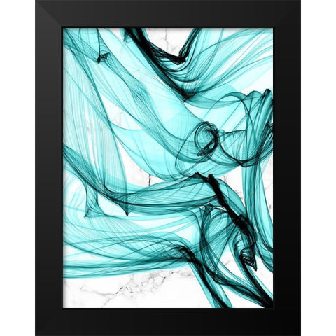 Teal Ribbons V Black Modern Wood Framed Art Print by Orlov, Irena