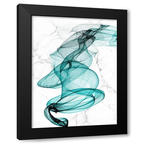 Teal Ribbons VI Black Modern Wood Framed Art Print by Orlov, Irena