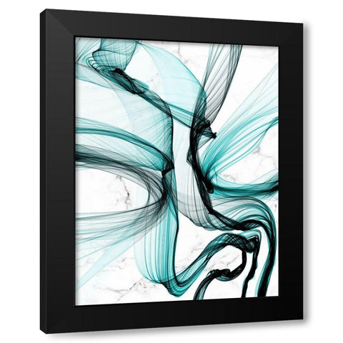 Teal Ribbons VII Black Modern Wood Framed Art Print by Orlov, Irena