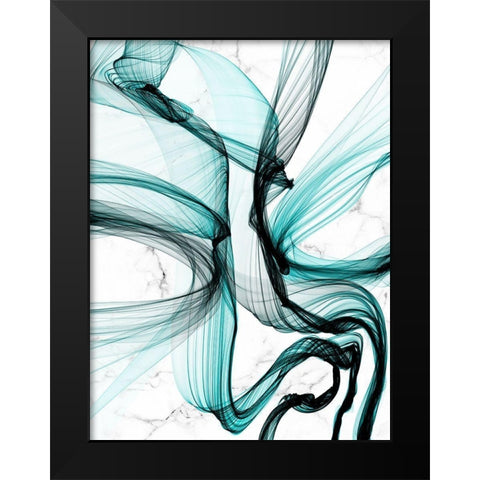 Teal Ribbons VII Black Modern Wood Framed Art Print by Orlov, Irena
