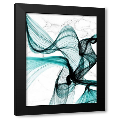 Teal Ribbons VIII Black Modern Wood Framed Art Print by Orlov, Irena