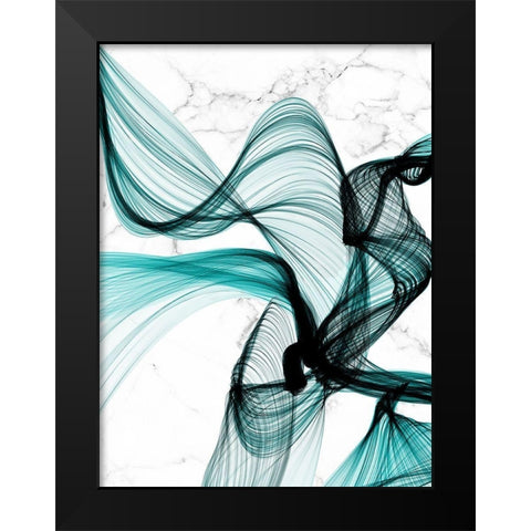 Teal Ribbons VIII Black Modern Wood Framed Art Print by Orlov, Irena