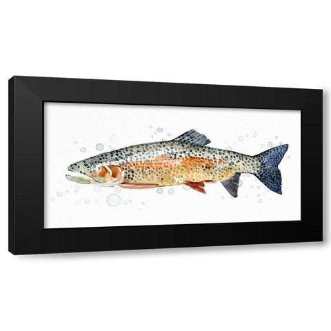 Watercolor Rainbow Trout II Black Modern Wood Framed Art Print with Double Matting by Caroline, Emma
