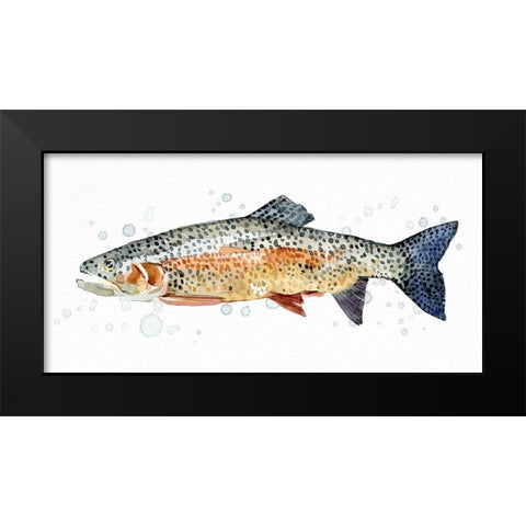 Watercolor Rainbow Trout II Black Modern Wood Framed Art Print by Caroline, Emma