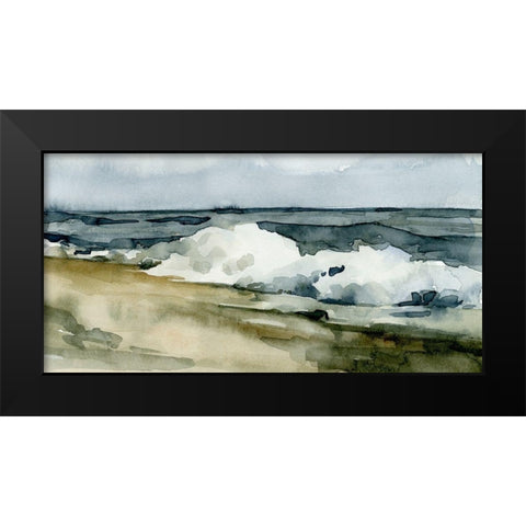 Loose Watercolor Waves II Black Modern Wood Framed Art Print by Caroline, Emma