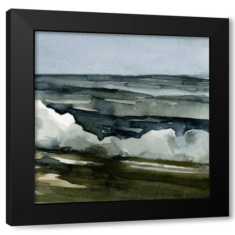 Loose Watercolor Waves III Black Modern Wood Framed Art Print by Caroline, Emma