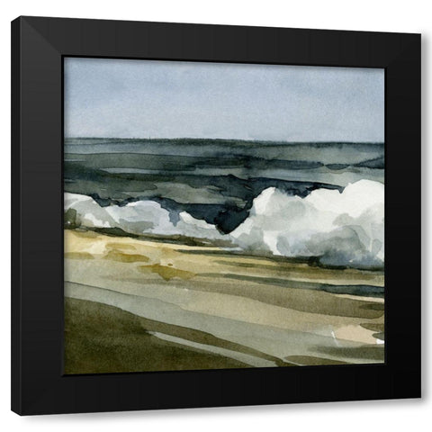 Loose Watercolor Waves IV Black Modern Wood Framed Art Print with Double Matting by Caroline, Emma