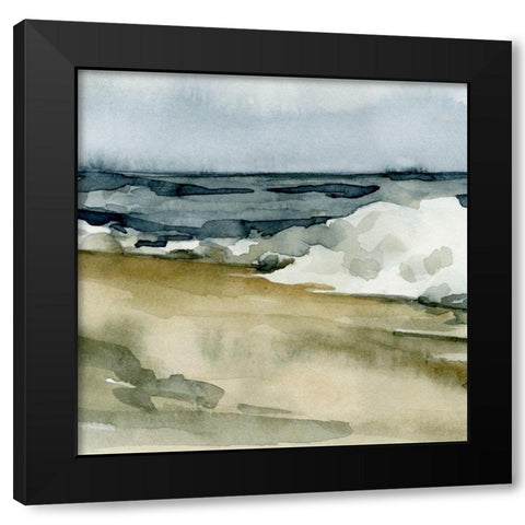 Loose Watercolor Waves V Black Modern Wood Framed Art Print by Caroline, Emma