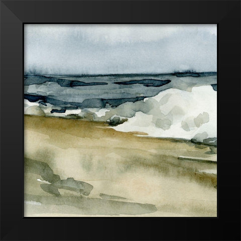 Loose Watercolor Waves V Black Modern Wood Framed Art Print by Caroline, Emma