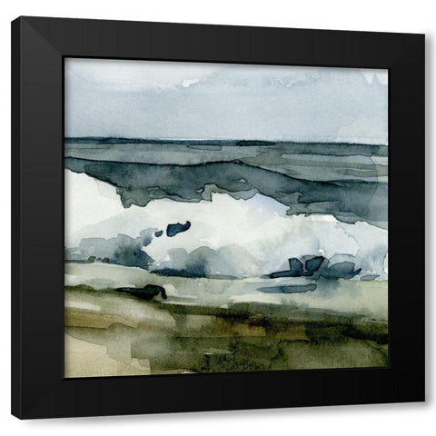 Loose Watercolor Waves VI Black Modern Wood Framed Art Print with Double Matting by Caroline, Emma