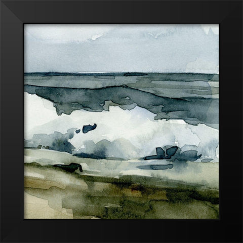 Loose Watercolor Waves VI Black Modern Wood Framed Art Print by Caroline, Emma