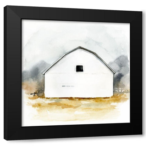 White Barn Watercolor II Black Modern Wood Framed Art Print with Double Matting by Barnes, Victoria