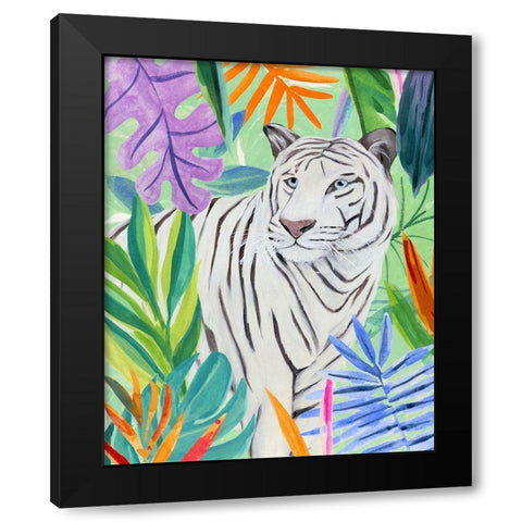 Tropic Tiger II Black Modern Wood Framed Art Print with Double Matting by Warren, Annie